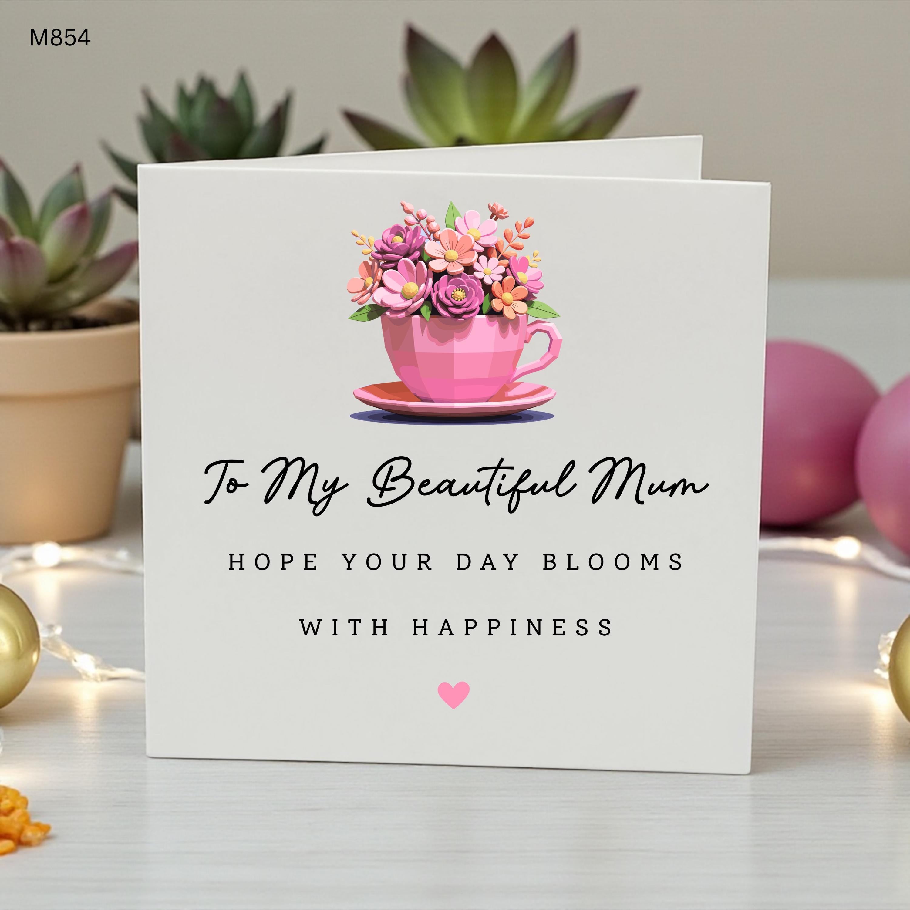 Mum Birthday Card, Beautiful Mum Birthday Card, Floral Teacup Birthday Card for Mum, Mother Birthday Card, Mum Gift