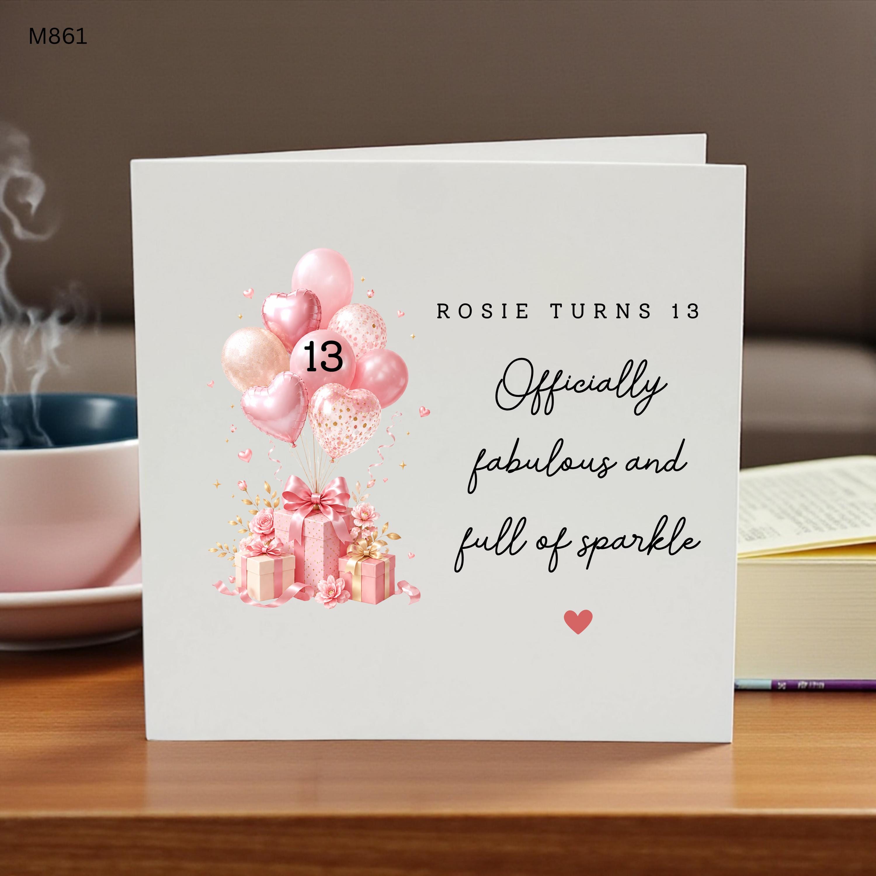 Personalised 13th Birthday Card for Girl, Custom Name 13th Birthday Card, Officially Fabulous at 13 Card, Teen Girl Birthday