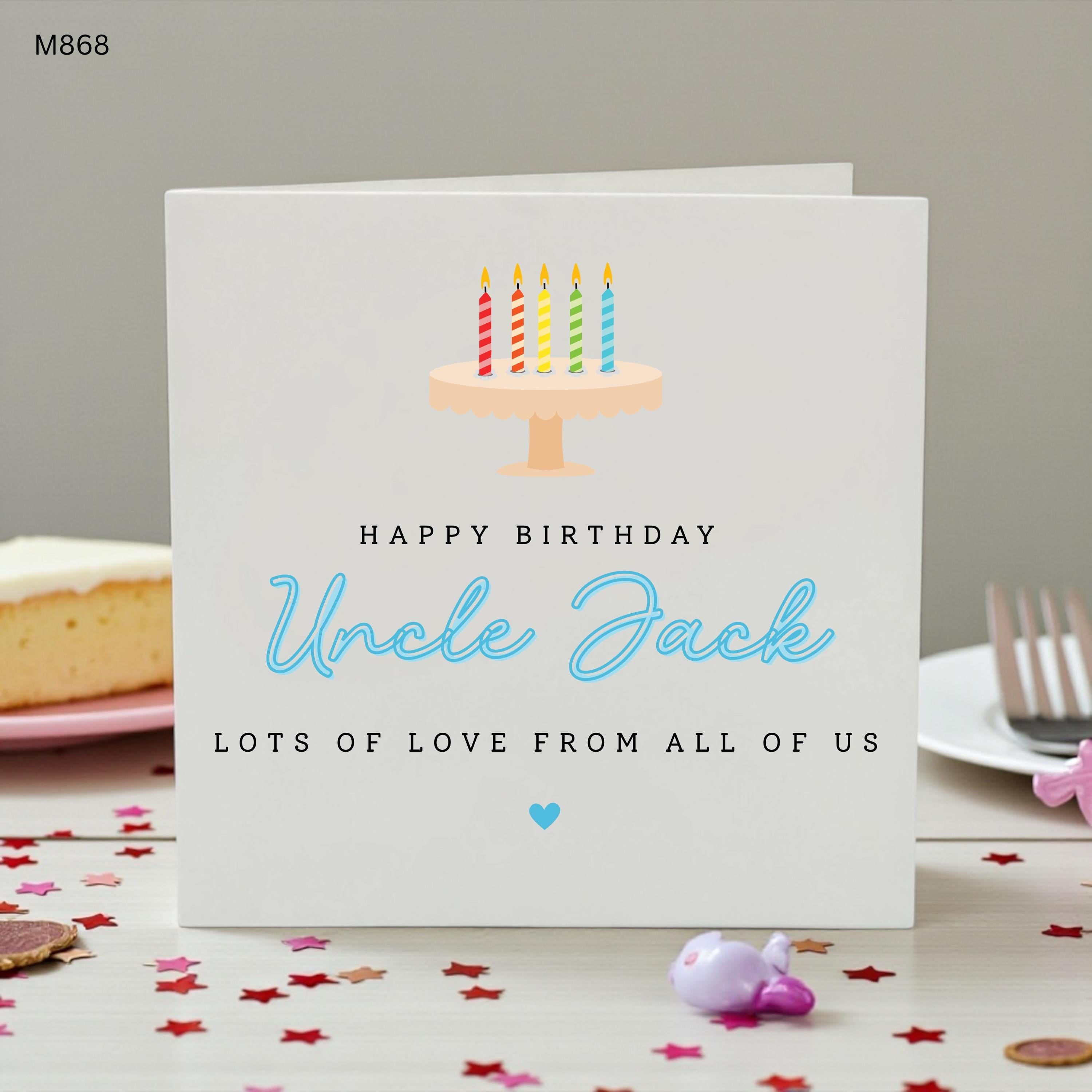 Personalised Uncle Birthday Card, Happy Birthday Uncle Card, Custom Name Birthday Card from Family, Birthday Wishes Card