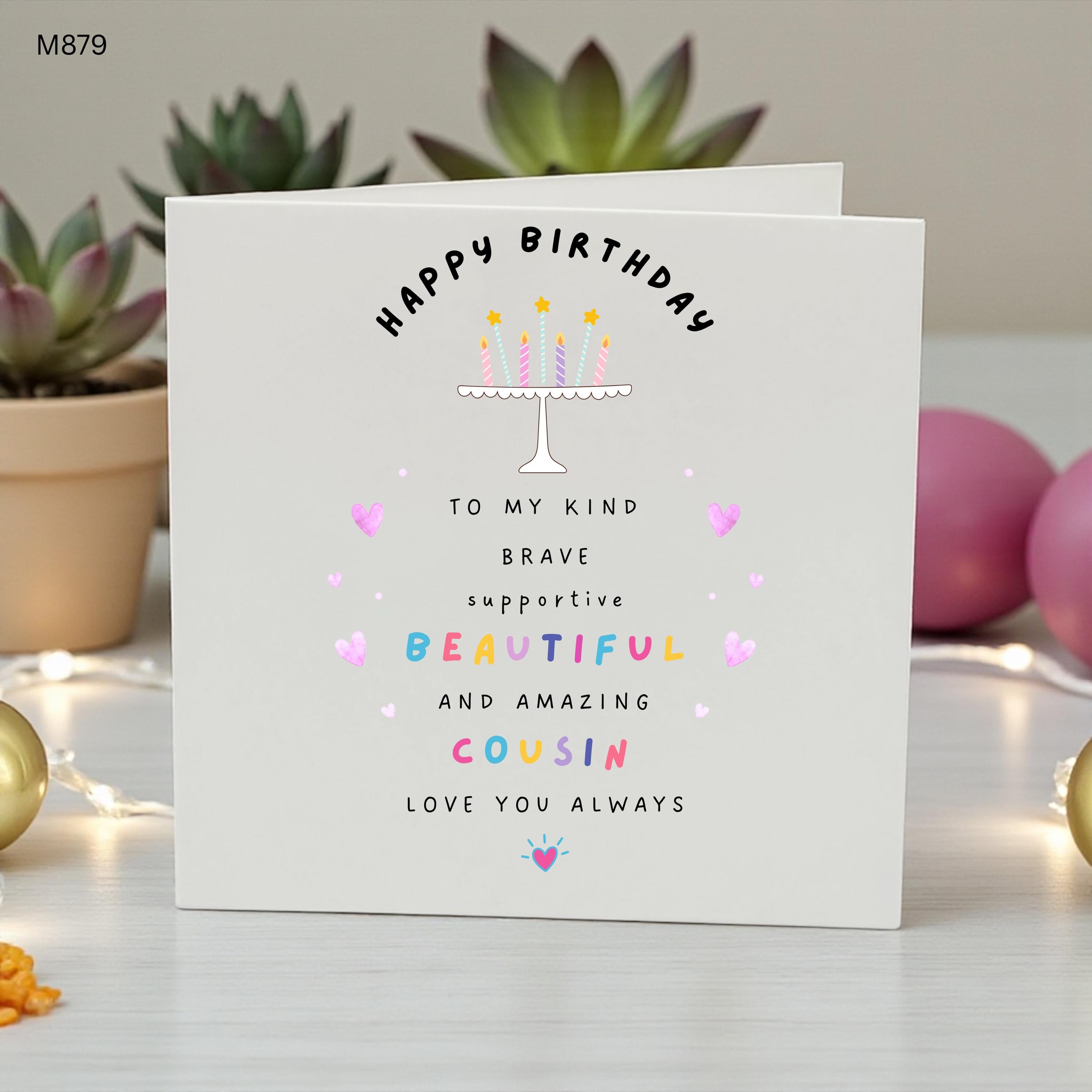 Cousin Birthday Card, Birthday Card for Cousin, Beautiful Cousin Card, Personalised Cousin Birthday Gift, Female Cousin