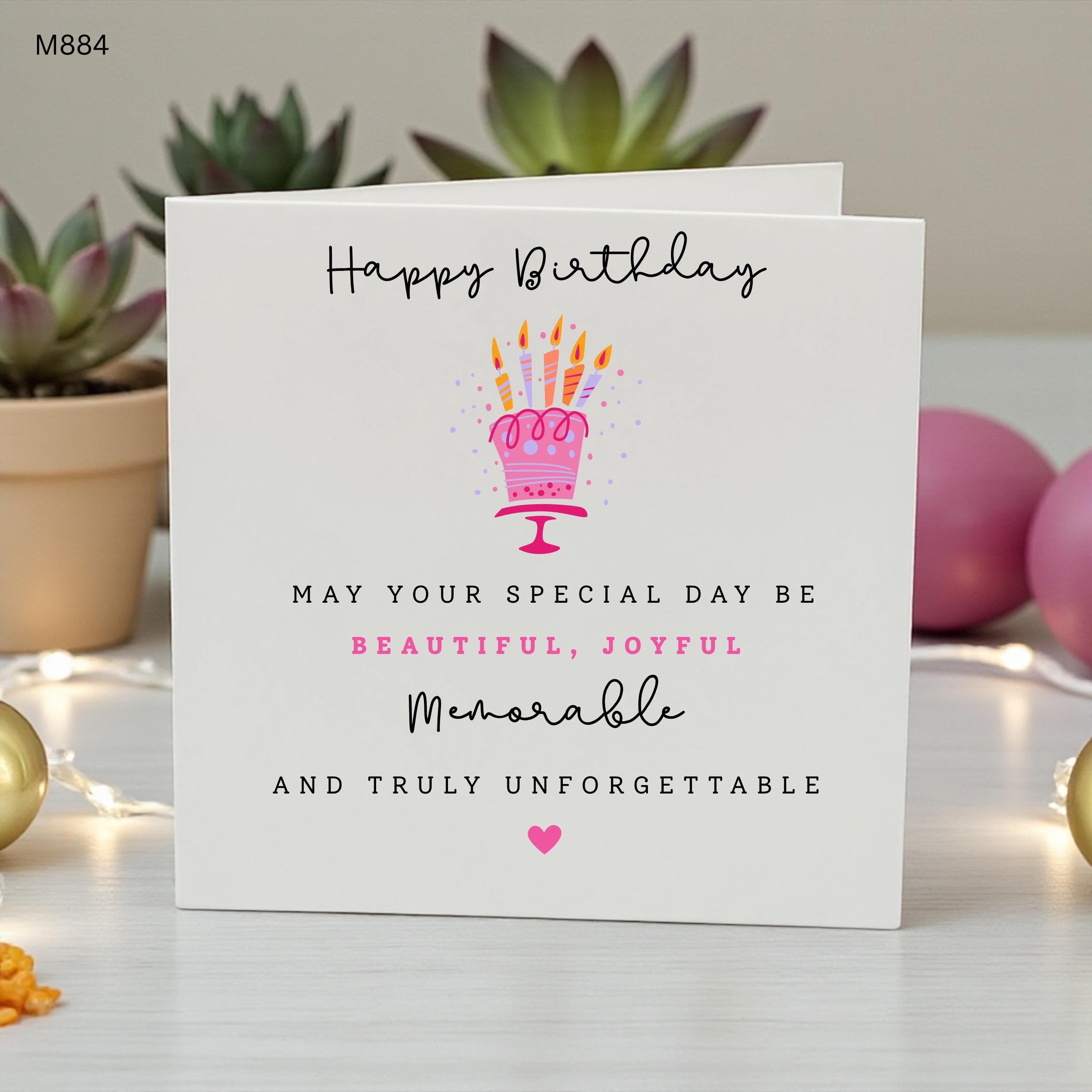 Personalised Birthday Card for Her, Custom Birthday Greeting Card, Elegant Cake Birthday Card, Friend Sister Daughter Niece Card