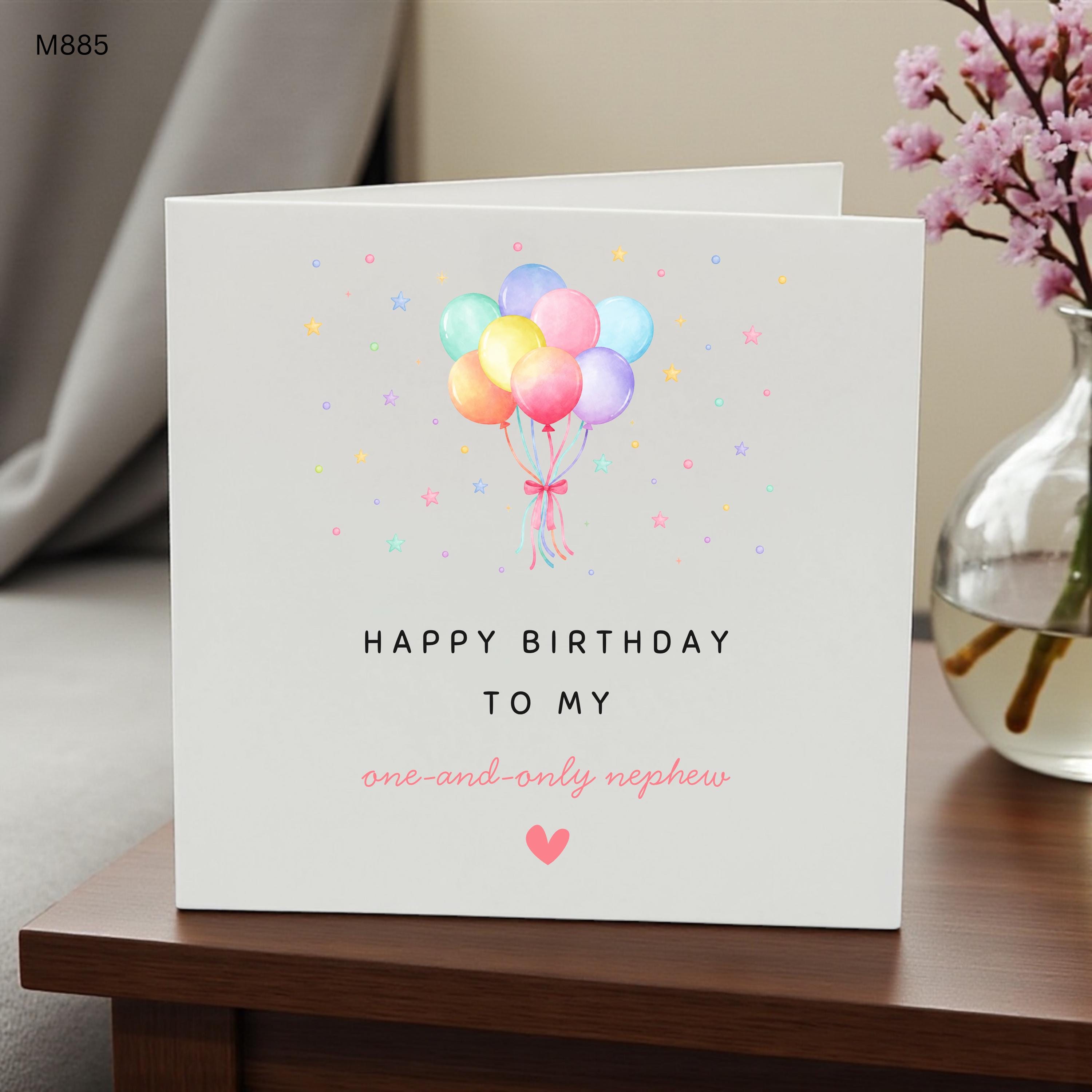 Personalised Nephew Birthday Card, Happy Birthday Nephew Card, Custom Name Birthday Card, Balloon Birthday Card from Aunt Uncle