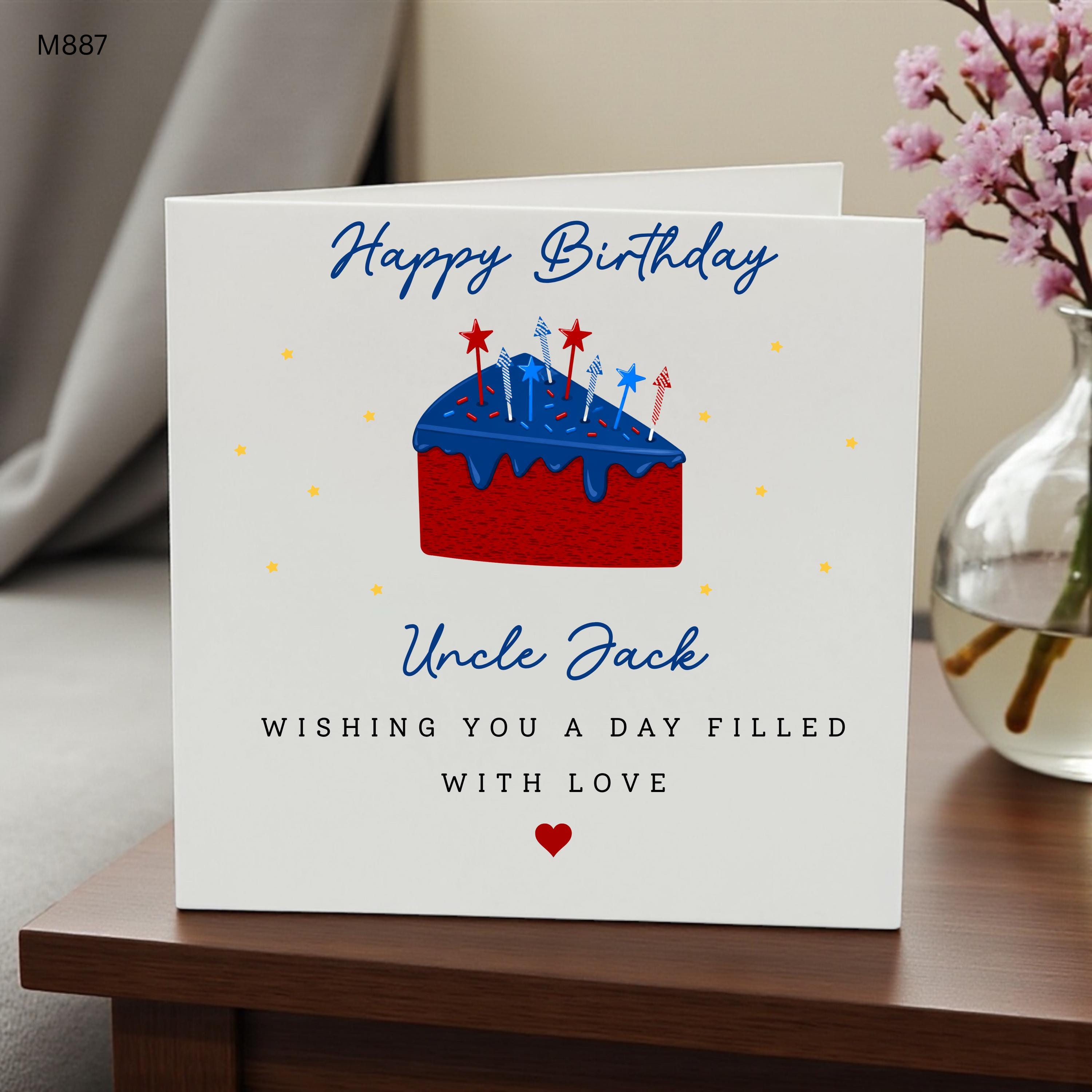 Personalised Uncle Birthday Card, Custom Birthday Card for Uncle, Birthday Cake Card, Special Uncle Gift, Personalised Name Card
