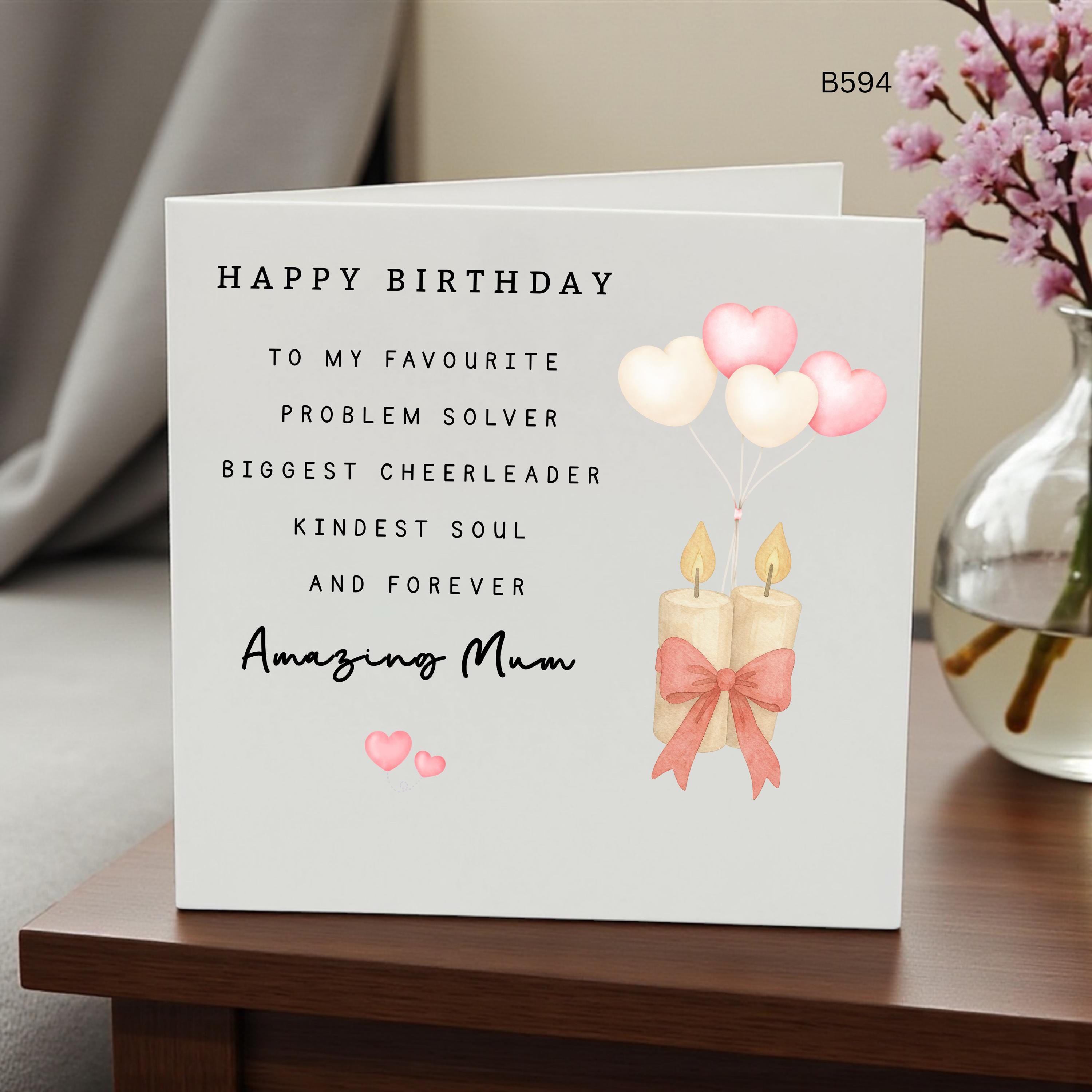 Personalised Mum Birthday Card, Happy Birthday Amazing Mum Card, Mother Birthday Card, Heart Balloon Card, Custom Mum Gift