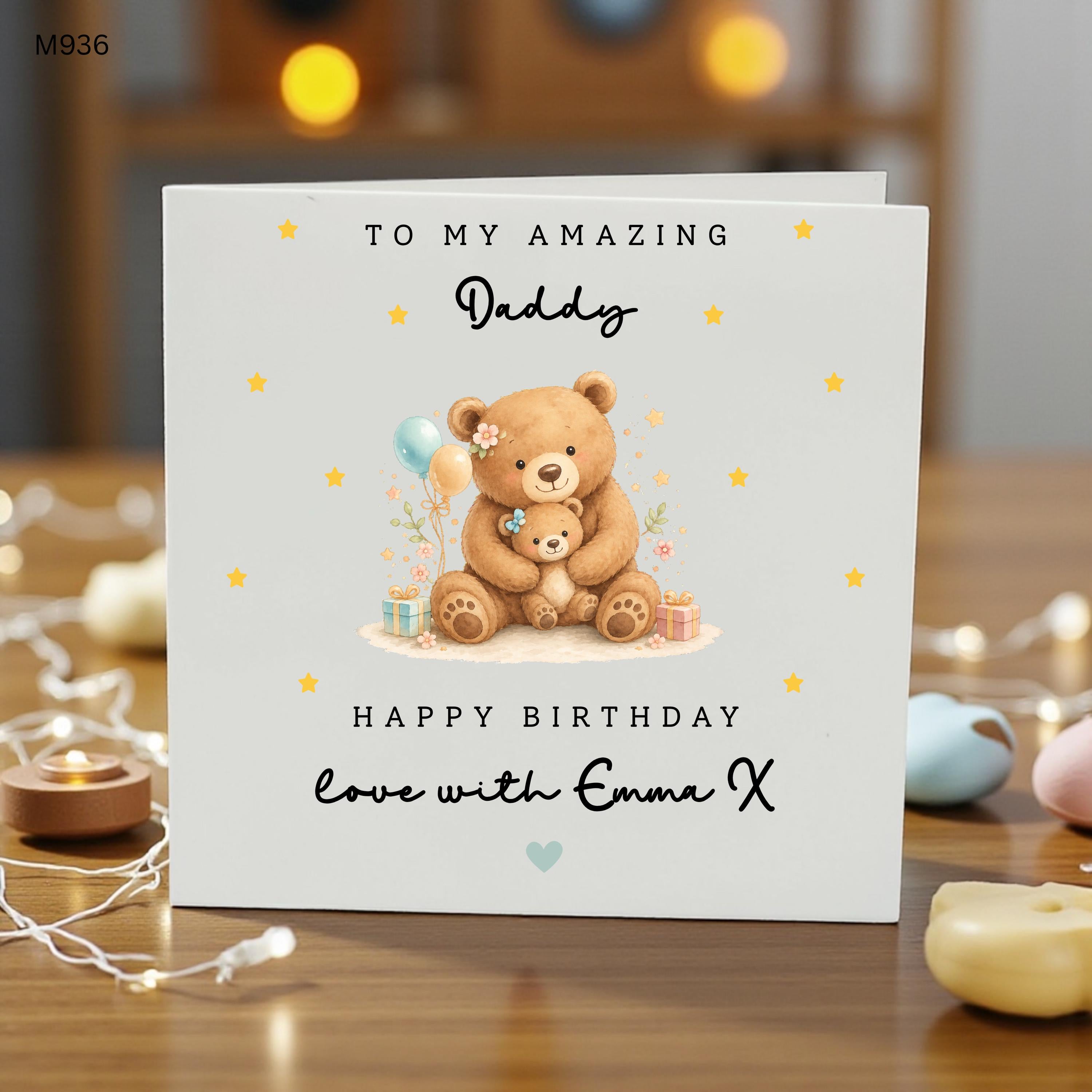 Personalised Daddy Birthday Card From Daughter, Daddy Bear Birthday Card, Cute Dad Birthday Card, Custom Father Birthday Card, Daddy Gift