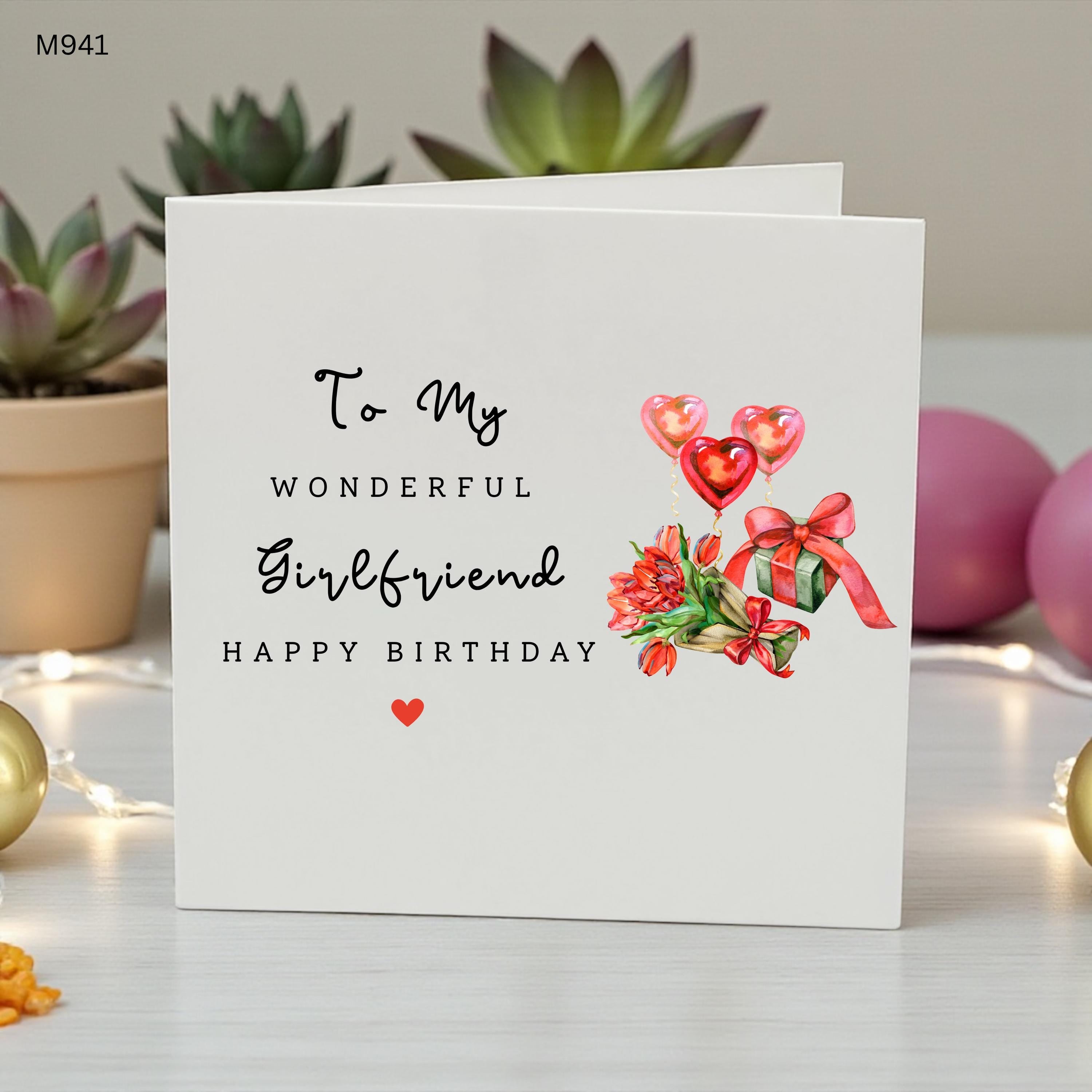 Girlfriend Birthday Card, Romantic Birthday Card for Girlfriend, Personalised Girlfriend Card, Happy Birthday Girlfriend, Love Birthday Card