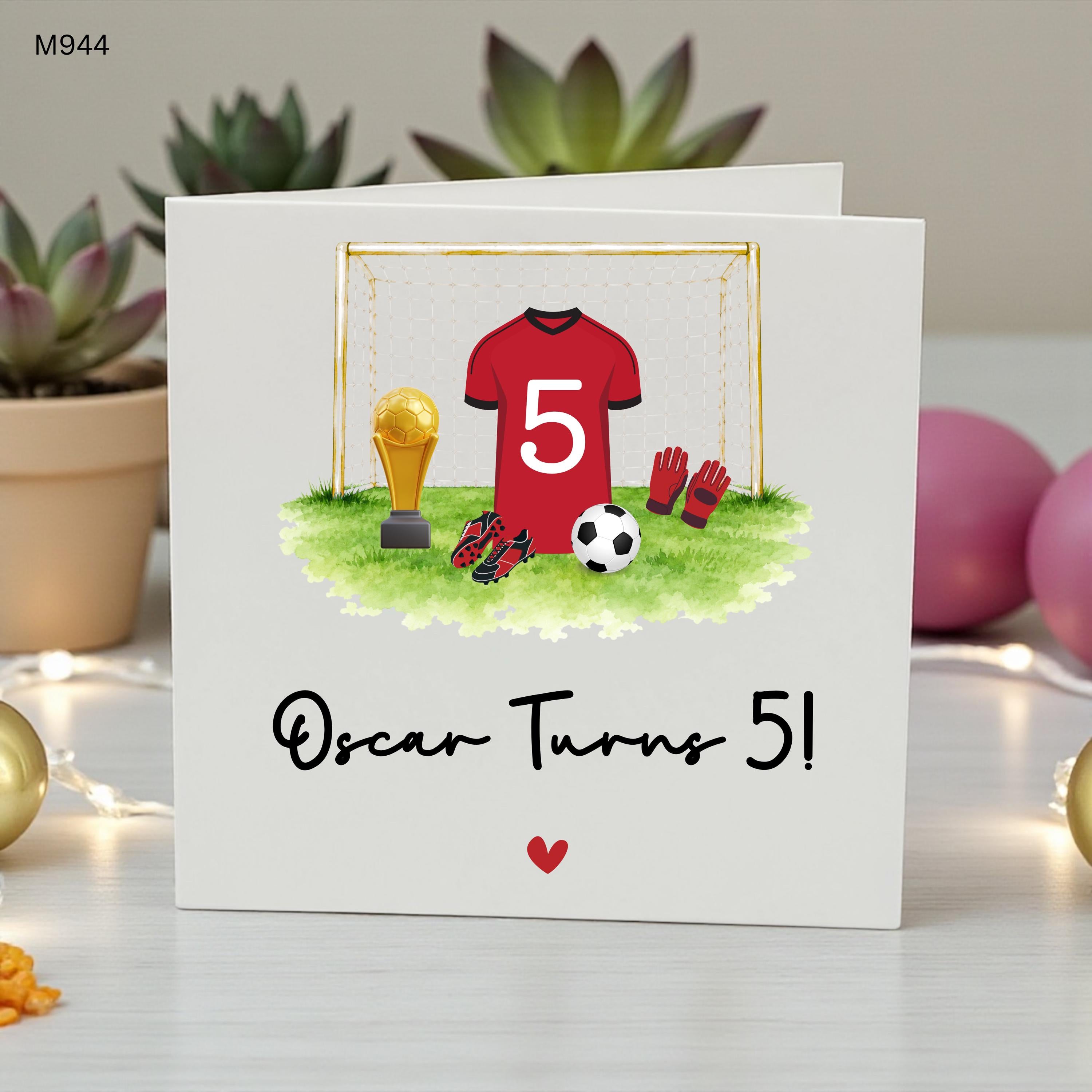 Personalised Football 5th Birthday Card Boy, Soccer Birthday Card, Football Goalkeeper Card, Custom Name Age 5 Card, Football Fan Birthday
