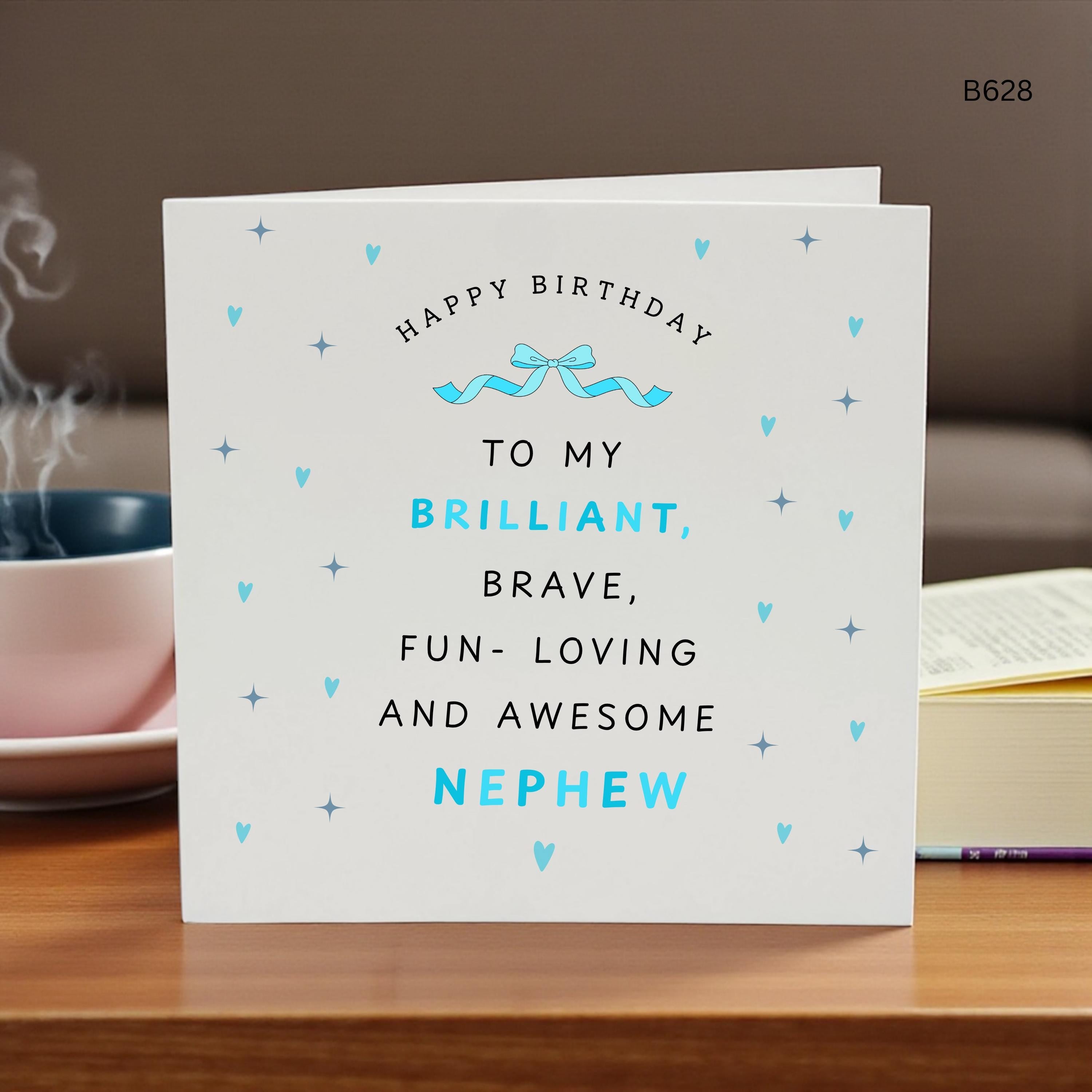 Birthday Card for Nephew, Special Nephew Birthday Card, Nephew Birthday Wishes Card, Cute Blue Birthday Card from Auntie Uncle