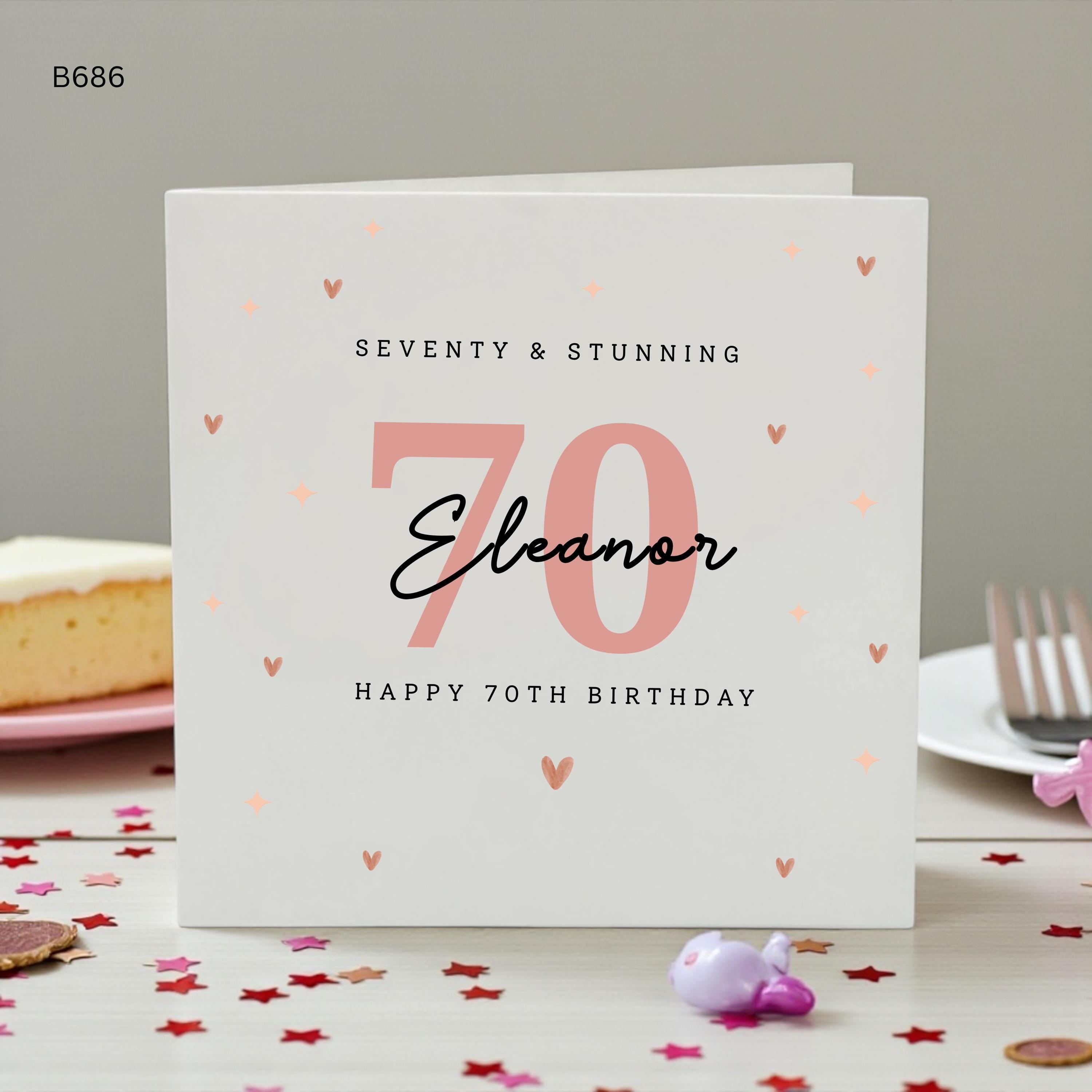 Personalised 70th Birthday Card for Her, Custom Name 70th Birthday Card, Seventy and Stunning Birthday , Mum Nan Grandma Milestone Birthday