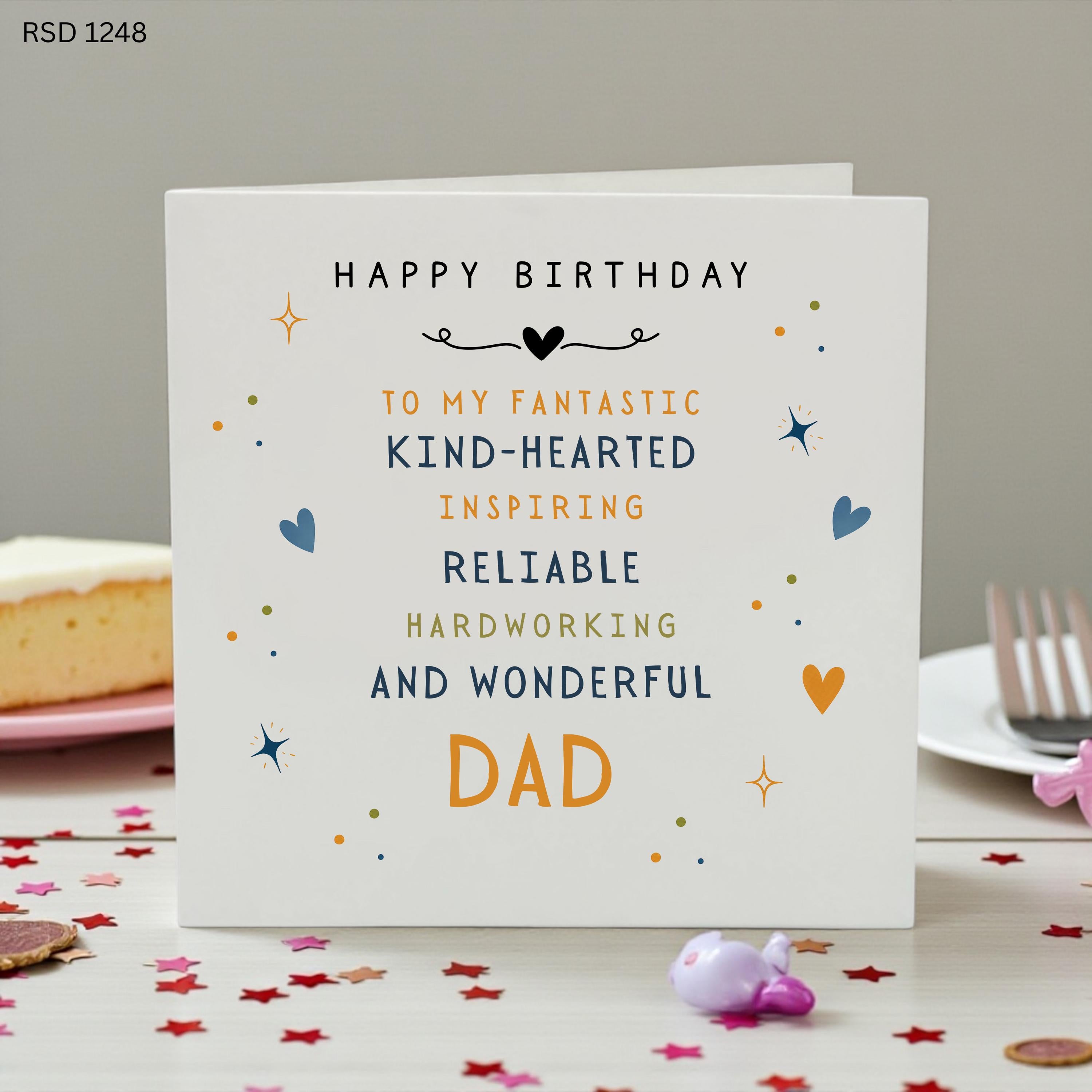 Personalised Dad Birthday Card, Kind Hearted Dad Card, Wonderful Father Birthday Card, Custom Dad Greeting Card, Dad Appreciation Gift