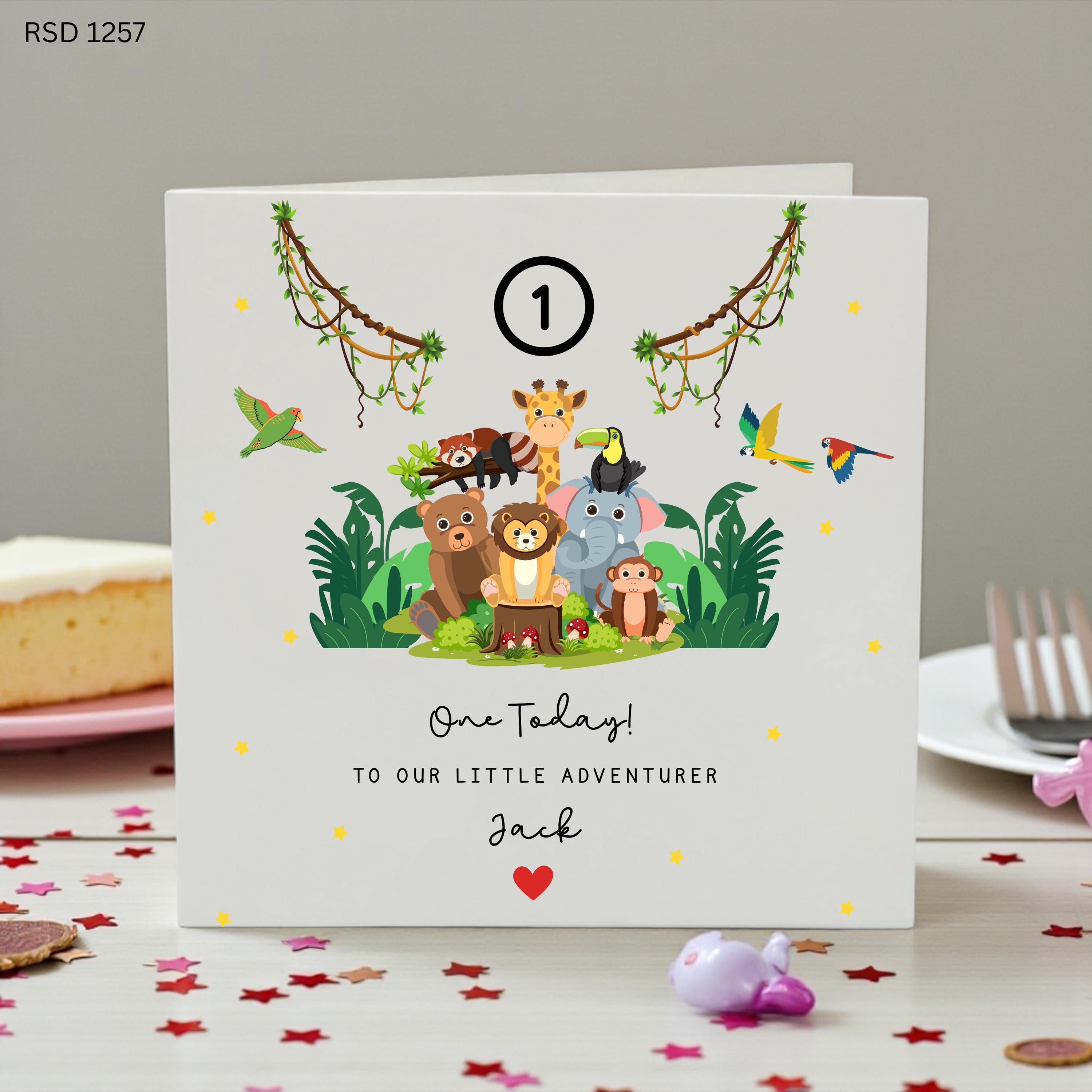 Personalised Jungle Animals 1st Birthday Card, Safari First Birthday Card for Boy, Wild One Birthday Card, Custom Son Grandson Nephew