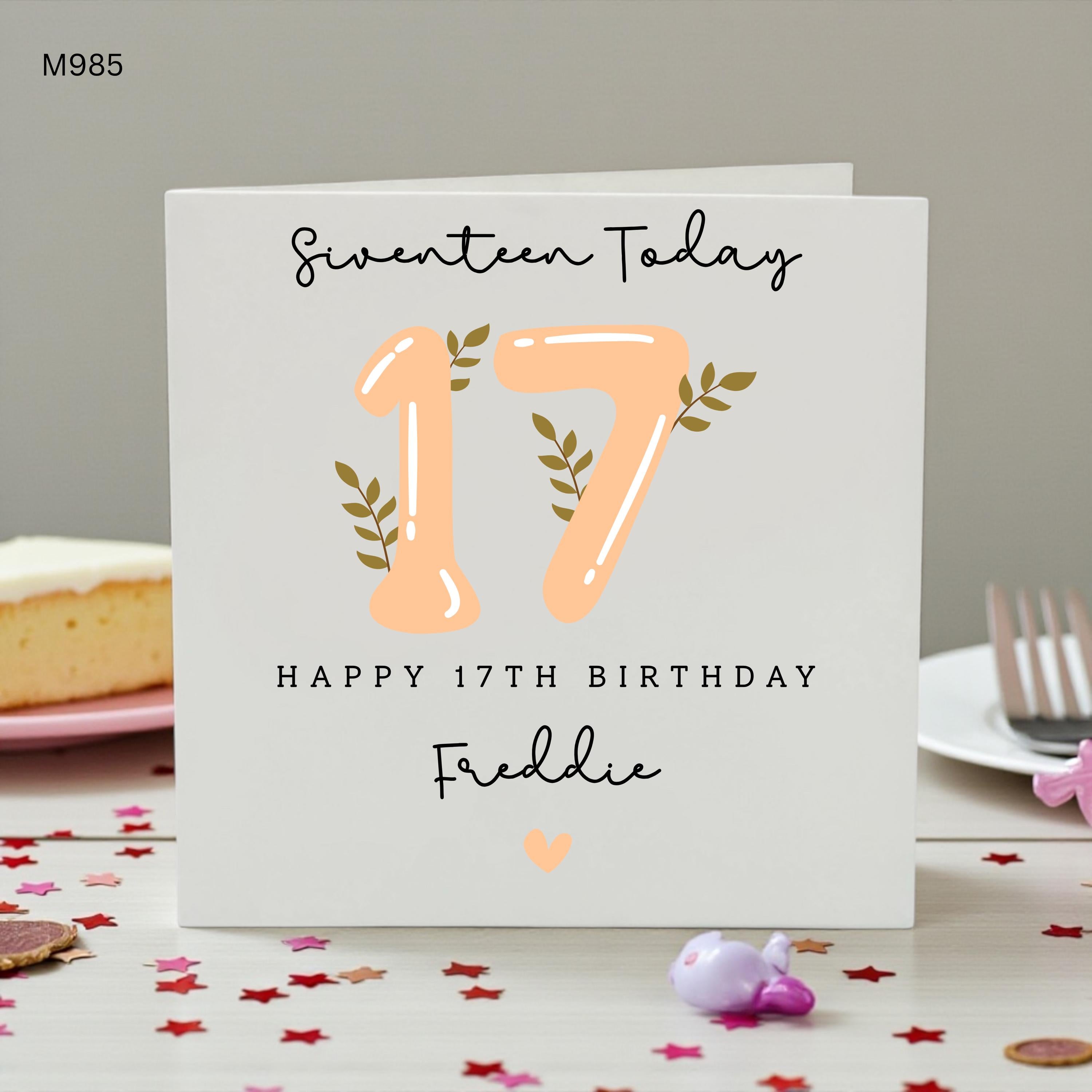 Personalised 17th Birthday Card For Son, Daughter, Grandson, Custom Name 17 Today Card, Happy Seventeenth Birthday Keepsake Gift