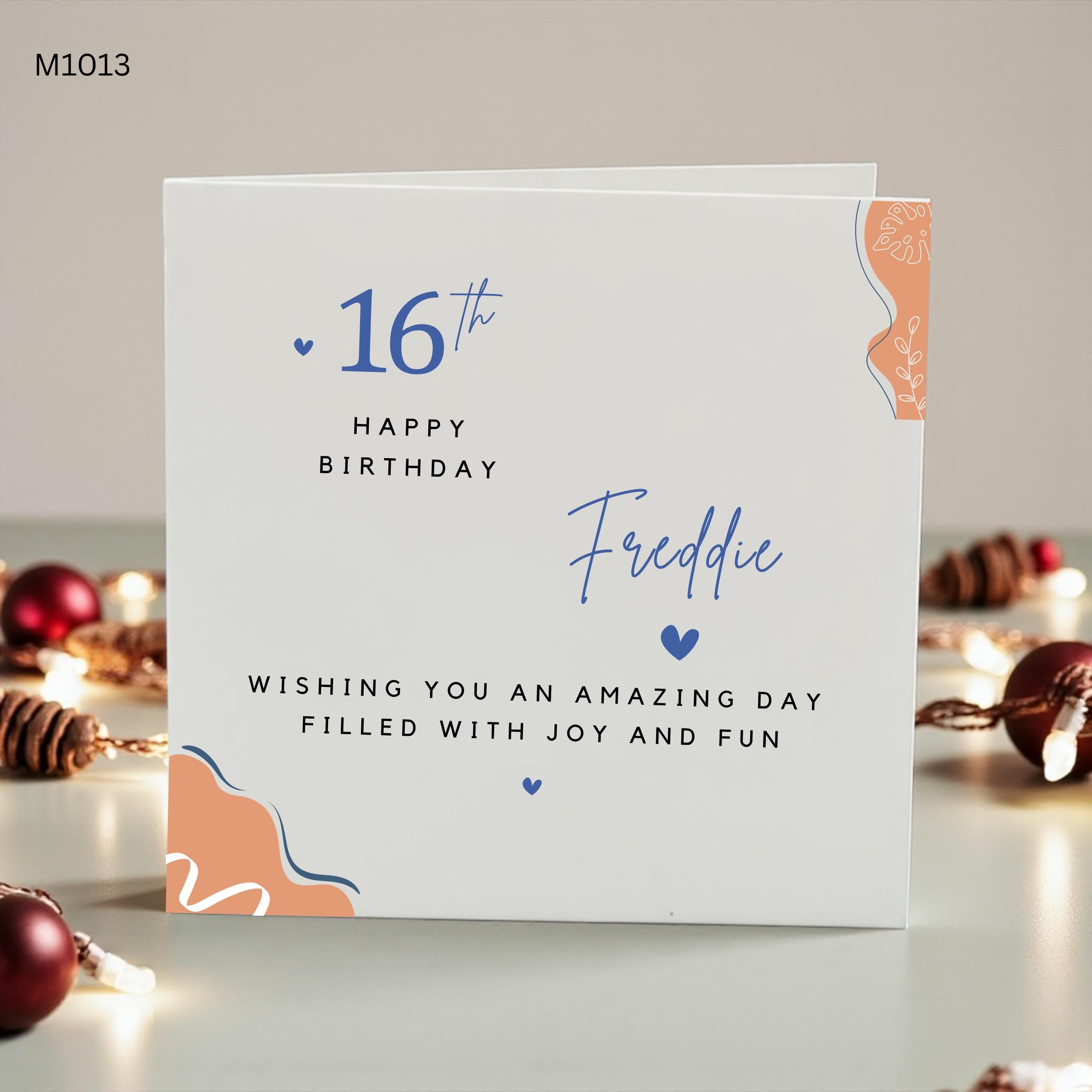 Personalised 16th Birthday Card for Son, Happy 16th Birthday Boy Card, Custom Name Sixteenth Birthday Card, Teen Birthday Keepsake